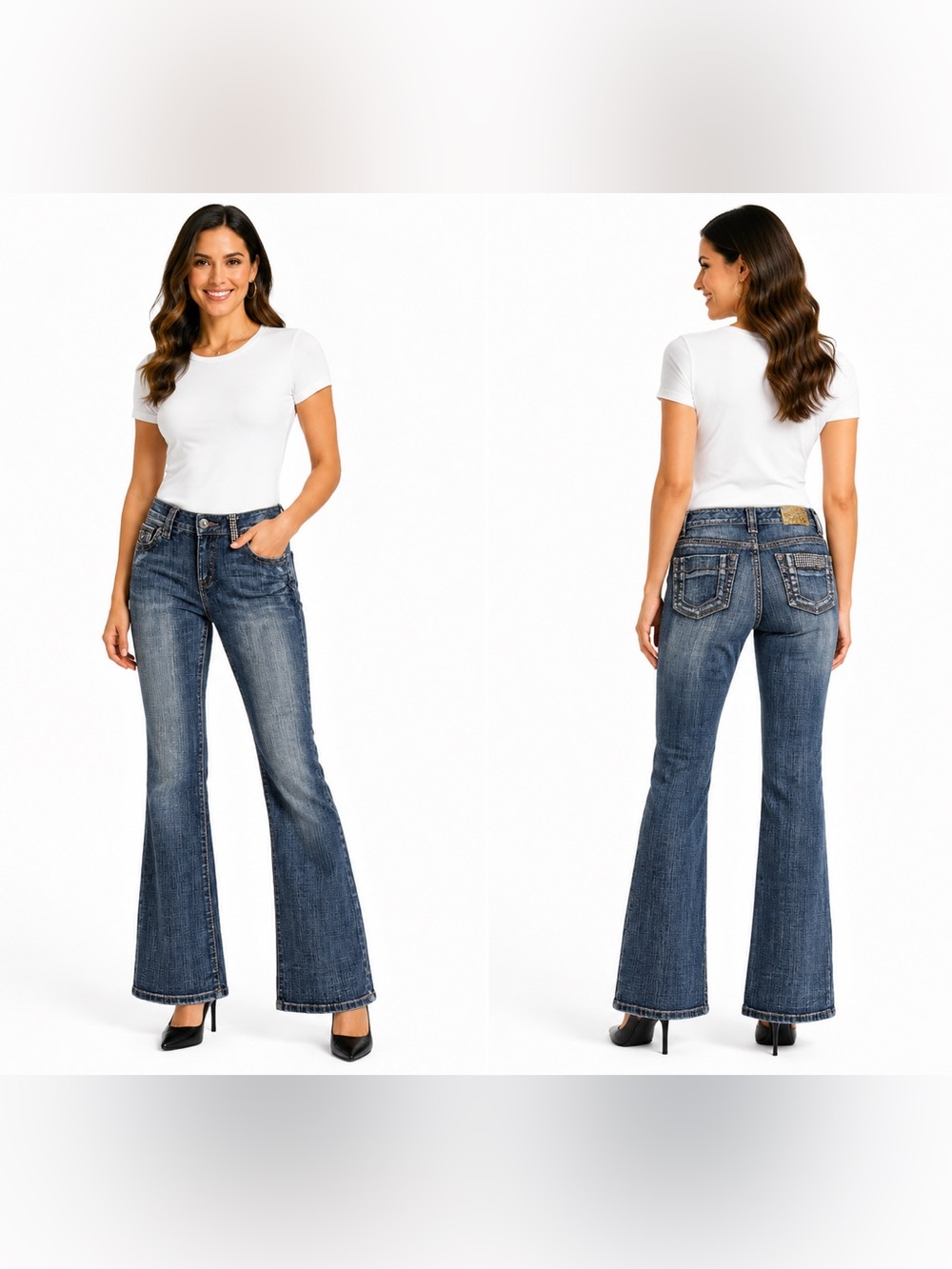 Armor Jeans Dark Blue Women's Bootcut Jeans with embellishments and sparkles
